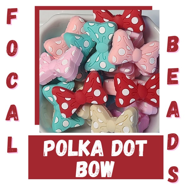 Polka Dot Bow Tie Silicone Focal Bead DIY Crafting Supplies Jewelry Making for Beadable Pen