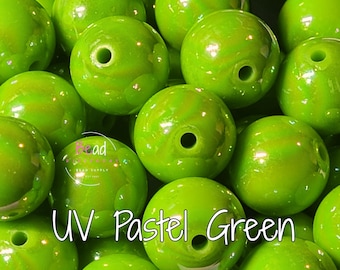 Pastel Green Acrylic Beads, 16mm Round Beads, Bubblegum Beads, Beads for Pens, Keychains, DIY Jewelry, Bulk Beads, Solid Color Beads