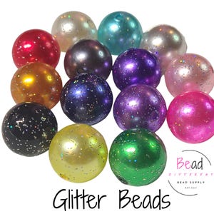 20 mm Acrylperlen, Bubblegum Perlen, gemischte Perlen, Glitzerperlen, Chunky Beads, Sparkle Beads, DIY Craft Beads für Stifte, Perlenzubehör, 10 Stück