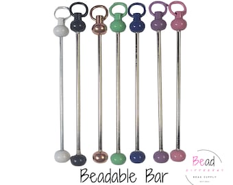 Beadable Bar, Jump Rings, Cup Charm, Tumbler Accessories, DIY Straw Charm, Straw Decorations, Mini Keychain, Beadable Cup Straw Attachment