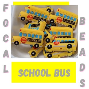 School Bus Silicone Focal Bead DIY Craft Supplies for Jewelry Making and Beadable Pen