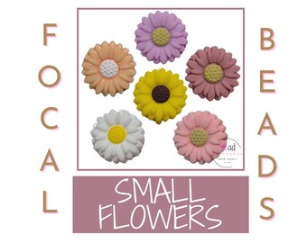 Cuentas de flores pequeñas, cuentas focales de silicona, cuentas focales de margaritas, cuentas de girasol, cuentas para manualidades DIY para bolígrafos, cuentas para cordones, accesorios para dijes de tazas