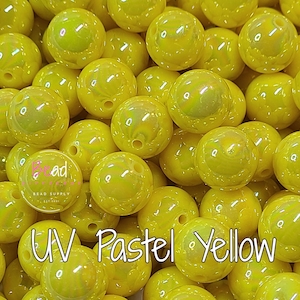 16mm Beads, UV Pastel Bead, AB Bubblegum Beads, Yellow Beads, Chunky Beads, DIY Craft Beads for Pens, Acrylic Beads, Ombre Beads, Shiny Bead