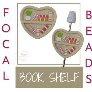 Book Beads, Book Club Beads, Book Shelf Bead, Silicone Focal Beads, Heart Beads, Hobby Focal Beads, DIY Craft Beads for Pens, Loose Beads