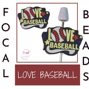 Sports Beads, Silicone Focal Beads, Baseball Beads, Cup Charm Accessory, DIY Craft Beads for Beaded Pens, Love Baseball Beads, Lanyard Bead
