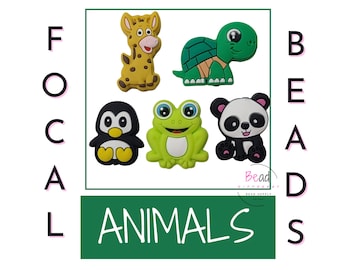 Contas de animais fofos, contas de silicone com foco, contas de sapo, contas de tartaruga, contas de panda, contas de girafa, contas artesanais para canetas, contas de animais de zoológico