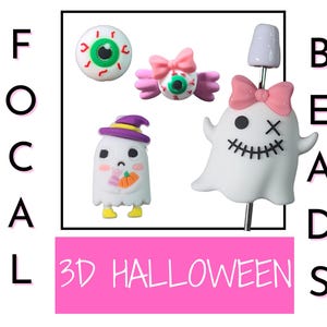 Cuentas 3D, cuentas fantasma, cuentas focales de silicona, cuentas de globo ocular, cuentas de Halloween, cuentas espeluznantes, cuentas para bolígrafos, suministros para dijes de taza