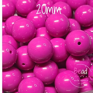 20mm Solid Dark Pink Bead, Round Acrylic Beads, Jewelry Making Beads, DIY Keychain Beads, DIY Craft Beads, Beadable Pen Beads, Bead Supplies