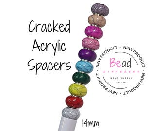 Large Hole Spacer, Cracked Spacers, Acrylic Beads, 14mm Beads, Spacers for Pens, Multi-Colored Bead, Beads for Pen, Lanyard Bead, Loose Bead
