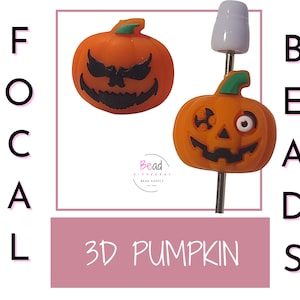 3D Beads, Pumpkin Beads, Silicone Focal Beads, Halloween Beads, Spooky Beads, Fall Beads, DIY Craft Beads for Pens, Cup Charm Beads