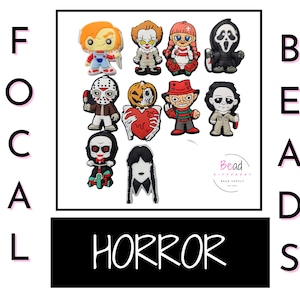 Horror Character Beads, Silicone Focal Bead, DIY Craft Beads for Pens, Halloween Beads, Lanyard Beads, Badge Reel Beads, Keychain Wire Beads