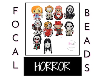 Contas de personagens de terror, contas focais de silicone, contas artesanais faça você mesmo para canetas, contas de Halloween, contas de cordão, contas de carretel de crachá, contas de arame para chaveiro