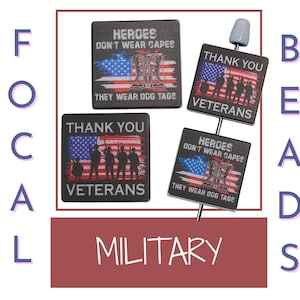 Patriotic Beads, Focal Silicone Beads, USA Beads, Military Beads, Veteran Flag Focal Bead, DIY Loose Bead, Beads for Pens, Beads for Lanyard