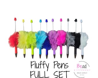 Fluffy Bead Pen Blanks, Full Set Pens, Crafting Pens, Pens in Bulk, Black Ink Pens, Beadable Pens for Crafts, Multi-Color DIY Craft Supplies