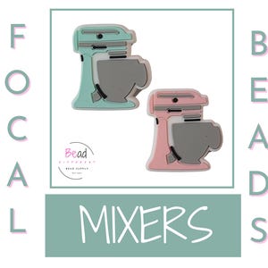 May include: Two silicone mixer bead charms, one in light blue and one in pink. The mixer charms are a fun and whimsical addition to any jewelry collection.