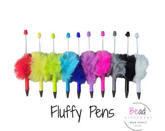 Fluffy Bead Pen Blanks, Bulk Pens, Crafting Pens, Pens in Bulk, Black Ink Pens, Beadable Pens for Crafts, Multi-Color DIY Craft Supplies