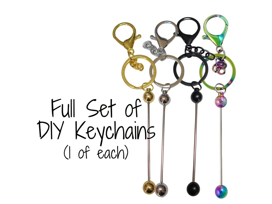 Full Set of Beadable Keychains, Keychains in Bulk, Bar Keychain, Multi ...