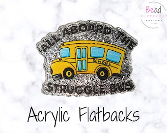 Acrylic Flatback, School Bus Charm, DIY Badge Reel Attachment, Craft Embellishments, Cabochons, Acrylic Charm, DIY Keychain Supplies