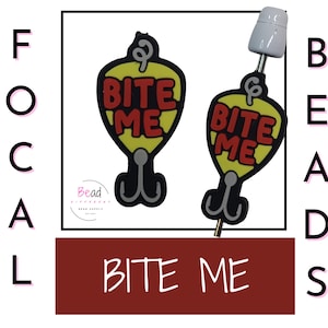 Fishing Beads, Bite Me Beads, Silicone Focal Bead, Sarcastic Beads, Focal Beads for Men, Bait Beads, DIY Craft Bead for Pens, Fish Hook Bead