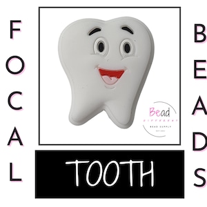 Tooth Bead, Silicone Focal Beads, Dental Beads, Hygienist Focal Beads, Dentist Beads, DIY Craft Bead for Pens, Loose Beads, Badge Reel Beads