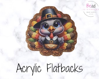 Acrylic Flatback, Turkey Charms, DIY Badge Reel Attachment, Craft Embellishments, Cabochons, Holiday Acrylic Charm, DIY Keychain Supplies