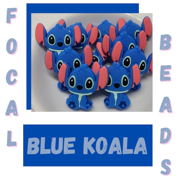 Blue Koala Guy Silicone Focal Bead DIY Crafting Supplies for Jewelry Making and Beadable Pen