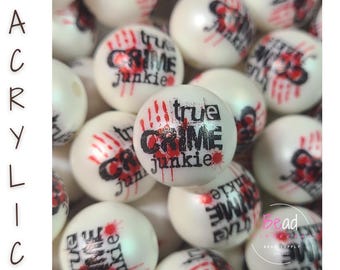 20mm Bubblegum Bead, True Crime Beads, Red Chunky Beads, Acrylic Beads, Halloween Bead, Beads for Pen, DIY Loose Beads, Lanyard Bead