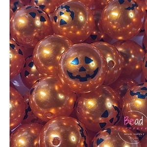 20mm Bubblegum Bead, Shiney Pumpkin Beads, Orange Chunky Beads, Acrylic Beads, Halloween Bead, Beads for Pen, DIY Loose Beads, Lanyard Bead