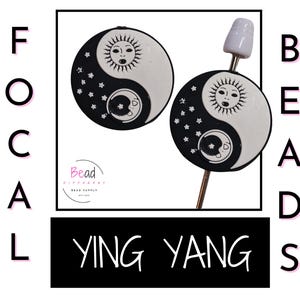Ying Yang Beads, Silicone Focal Bead, Celestial Beads, Black and White Focal Beads, Sun Moon Beads, DIY Craft Bead for Pens, Star Beads