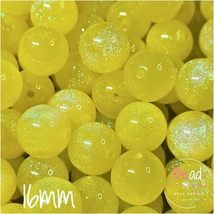 16mm Acrylic Beads, Shimmer Bead, Yellow Bead, Chunky Bead, Glittery Bead, Sparkle Beads, DIY Craft Beads for Pens, Galaxy Bead, Bead Supply
