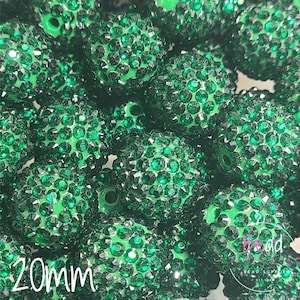 20mm Beads, Dark Green Rhinestone Bead, Spacer Beads, Bubblegum Beads, Resin Beads, Bead Supply, Chunky Beads, Acrylic Beads, Cup Charm Bead