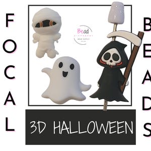 3D Beads, Grim Reaper Beads, Silicone Focal Beads, Ghost Beads, Halloween Beads, Spooky Beads, DIY Craft Beads for Pens, Cup Charm Bead