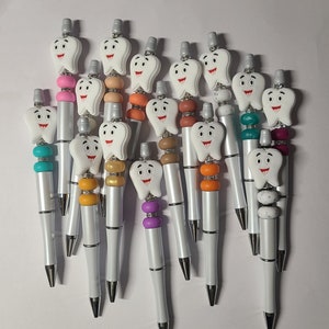 Stylo à bille, perle focale fée des dents, stylo perlé pour assistant dentaire, cadeau de la semaine de la reconnaissance dentaire, idée cadeau dentiste, cadeau hygiéniste