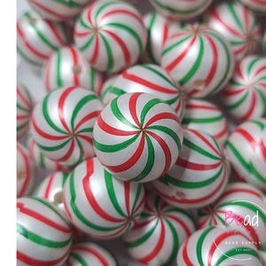 20mm Bubblegum Beads, Swirl Bead, Chunky Beads, Acrylic Beads, Red and Green Beads, Christmas Beads, DIY Craft Beads for Pens, Bead Supplies