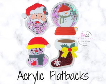Acryl Cabochon, Weihnachtsanhänger, DIY Abzeichen Reel Befestigung, Handwerk Verschönerung, Schneekugel, Santa Charme, Schneemann Flatback, Strumpf Charme