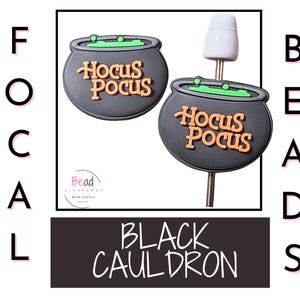 Schwarze Kessel Perle, Fokal Perlen, Halloween Perlen, Hokus Pokus Perlen, Herbst Perle, DIY Handwerk Perlen für Stifte, Gruselige Perlen, Lose Perle, PVC