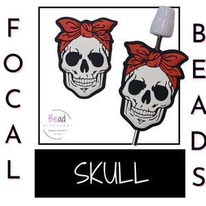 Skull Bead, Silicone Focal Bead, Fall Focal Bead, Halloween Bead, DIY Craft Beads for Pens, Skeleton Bead, Cup Charm Accessories, Loose Bead