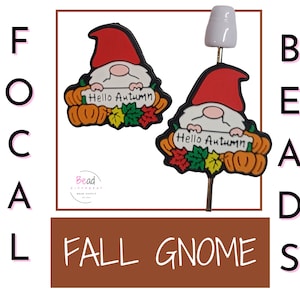 Gnome Beads, Silicone Focal Beads, Fall Beads, Autumn Focal Beads, DIY Craft Beads for Beaded Pens, Pumpkin Beads, Cup Charm Accessory