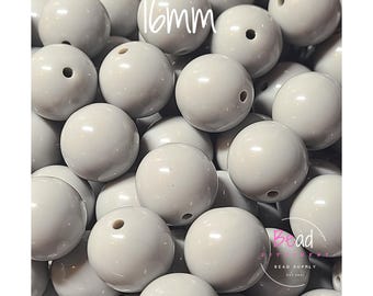 16mm Solid Grey Beads, Round Acrylic Beads, Jewelry Making Beads, DIY Keychain Beads, DIY Craft Beads, Beadable Pen Beads, Bead Supplies