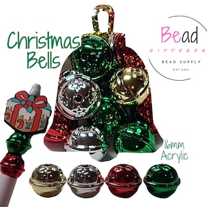 16mm Bubblegum Beads, Christmas Bells Beads, Chunky Beads, Acrylic Beads, Christmas Beads, Beads for Pens, DIY Crafting Beads, Lanyard Beads