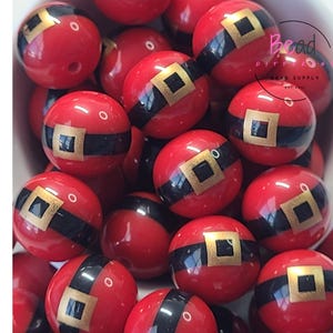 20mm Bubblegum Beads, Santa Belt Beads, Chunky Beads, Acrylic Beads, Santa Beads, Christmas Beads, Beads for Pens, DIY Crafting Beads