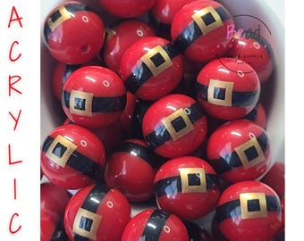 Cuentas de chicle de 20 mm, cuentas para cinturón de Papá Noel, cuentas gruesas, cuentas acrílicas, cuentas de Papá Noel, cuentas navideñas, cuentas para bolígrafos, cuentas para manualidades DIY