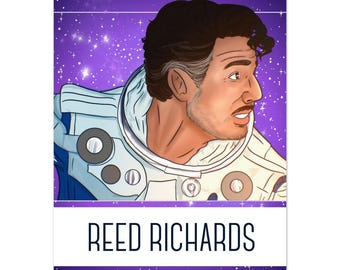 Póster de bellas artes con ilustración de Pedro Pascal de Reed Richards