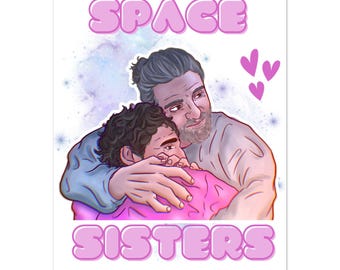 Póster de Pedro Pascal y Oscar Isaac - Lámina de fan art de Space Sisters
