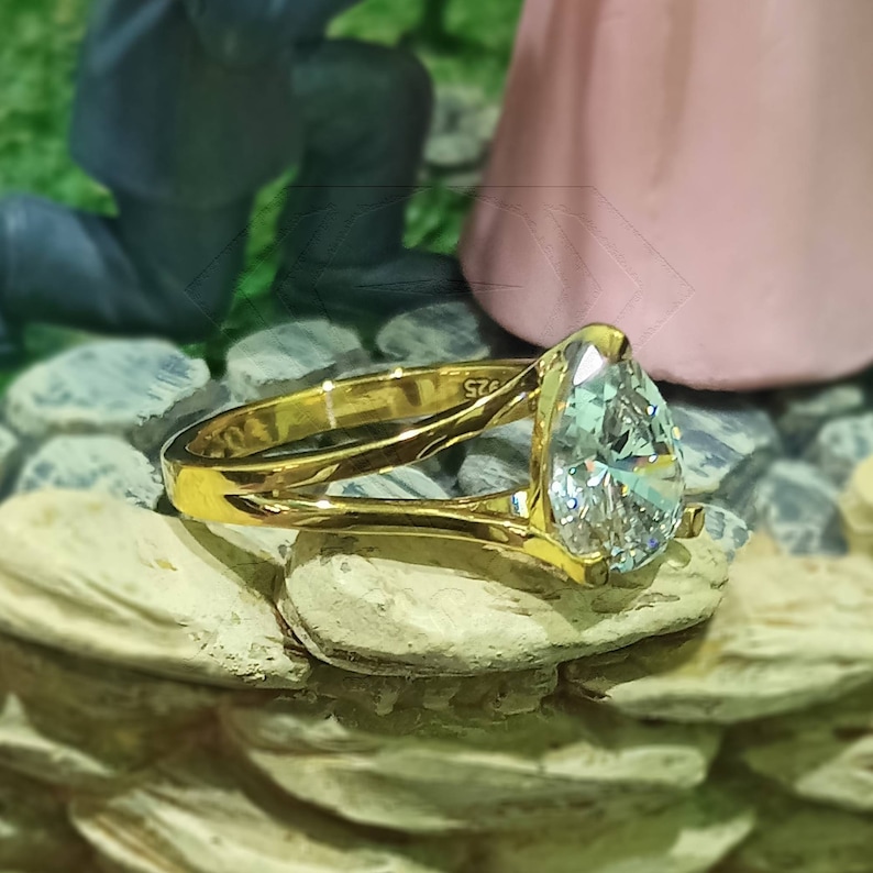 3ct Pear Shaped Engagement Ring. White Sapphire Ring 14k Etsy