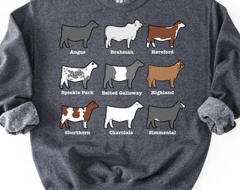 Beef Cattle Breed Sweatshirt - Farm Rancher Pullover Crewneck