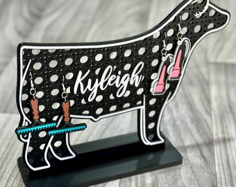 Porta-brincos para gado de exposição – Design de boi, organizador de joias de fazenda, presente para amantes de gado, decoração para gado de exposição