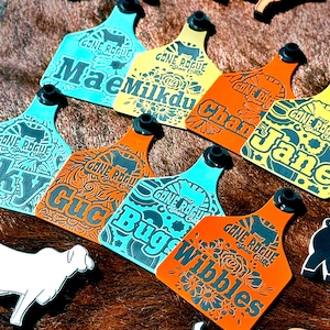 Custom Laser-Engraved Cattle Ear Tags: Large Durable Ranch ID with Y-Tex Button
