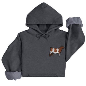 Sudadera con capucha bordada personalizada para ganado: sudadera acogedora para exhibiciones ganaderas, ideal para agricultores y exhibidores.