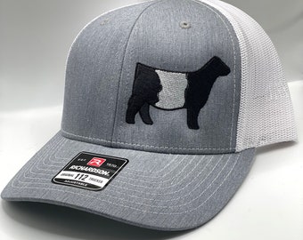 Custom Livestock Belted Galloway Embroidered Trucker Cap, Show Cattle Cap, Stock Show Apparel